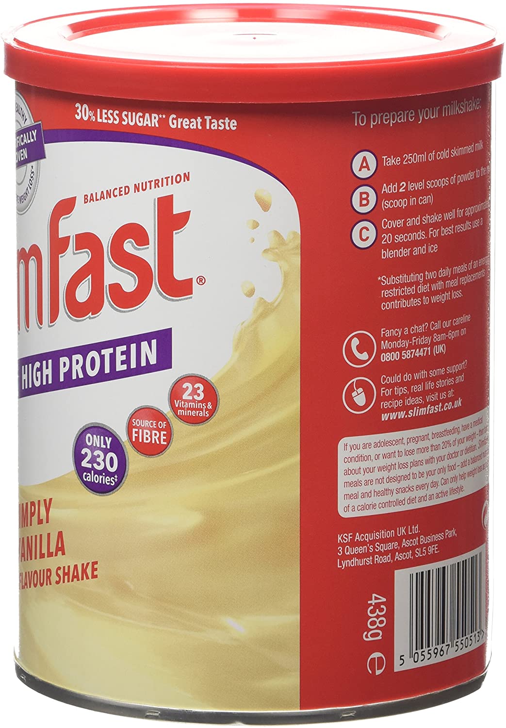 SlimFast Simply Vanilla Shake Powder, 438g, 438 g (Pack of 1) - Image 2