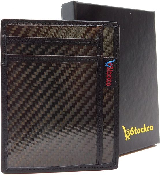 eStockCo Credit Card Wallet Holder Carbon Fibre Leather Trim RFID Protected - Image 4