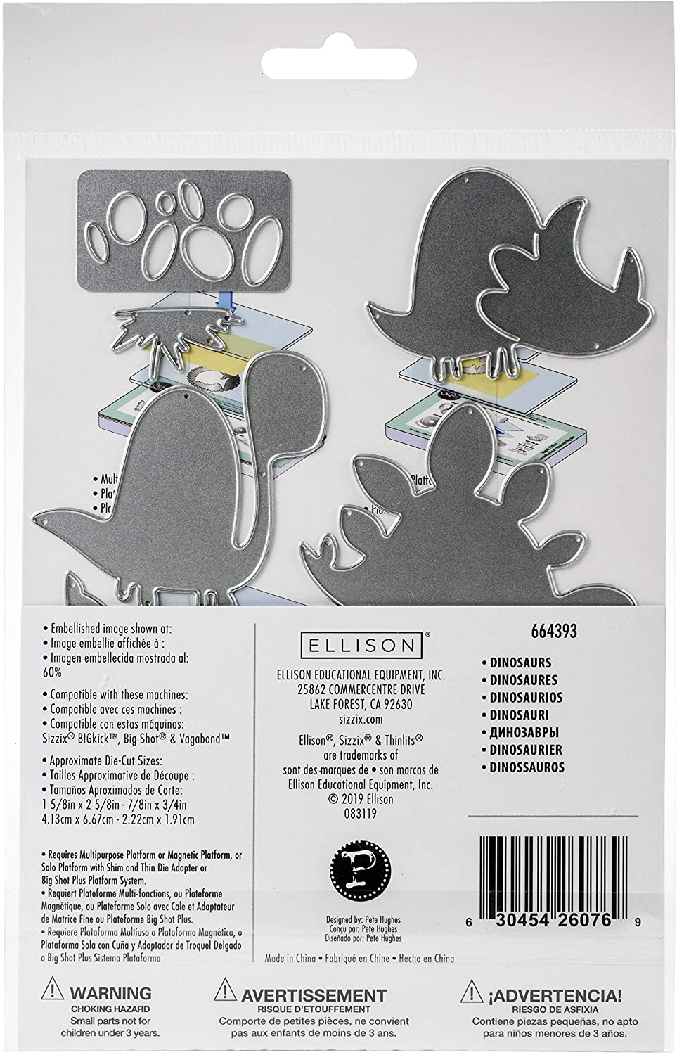 Sizzix Thinlits Die Set 9 Pack 664393 Dinosaurs by Pete Hughes, Paper, Mulitcolour, One Size - Image 4