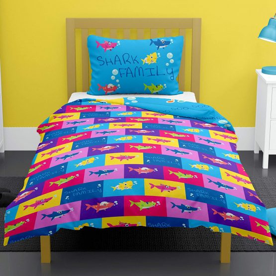 KidCollection Shark Family Single/Junior Duvet Cover Reversible Bedding Set (Single Duvet Cover) - Image 2