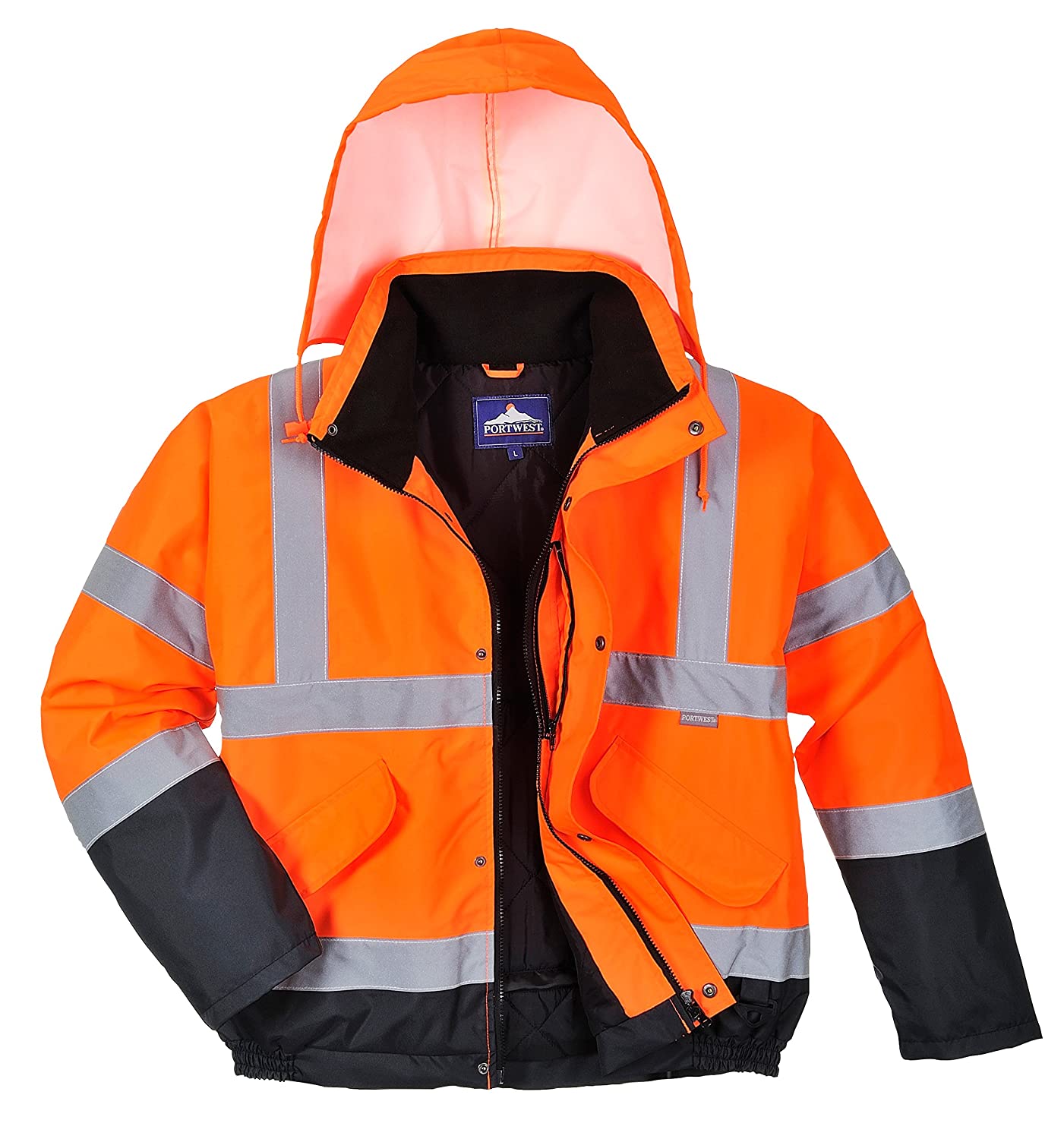 Portwest Hi-Vis Two Tone Bomber Jacket, Size: XL, Colour: Orange/Navy, S266ONRXL