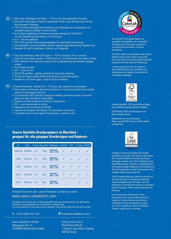 Avery Zweckform 2563 Paper White A4 Blank Woodfree 90 g Premium Quality for Inkjet Laser Photocopier Correspondence Colour Printing 500 Sheets - Image 3
