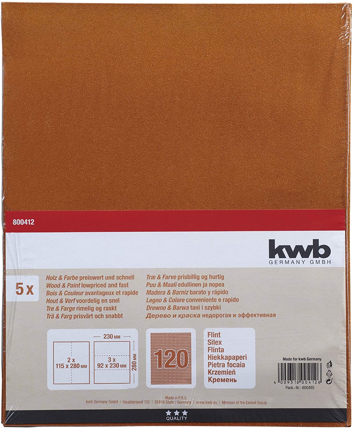 kwb Flint Sandpaper Sheet 230X280 Mm Made of Quartz Sand with Grit 120 - Image 2