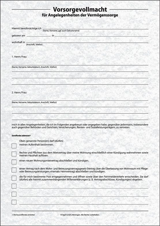 Sigel PV450, Patient Personal Prevention in Case of Accident Illness and Age A4 Form Set 1 Set - Image 4