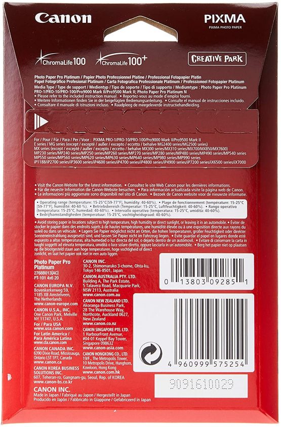 Canon PT-101 Photo Paper 10 x 15 cm 20 Sheets - Image 2