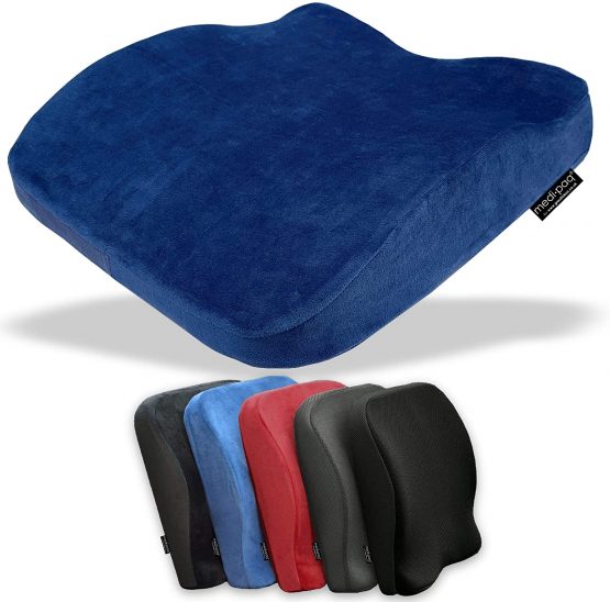 Medipaq® The Memory Foam Contoured 2in1 Seat & Back Cushion ✮ Reduce Back Ache, Improve Posture at Home, Office Chairs, Wheelchair or Car Seats!