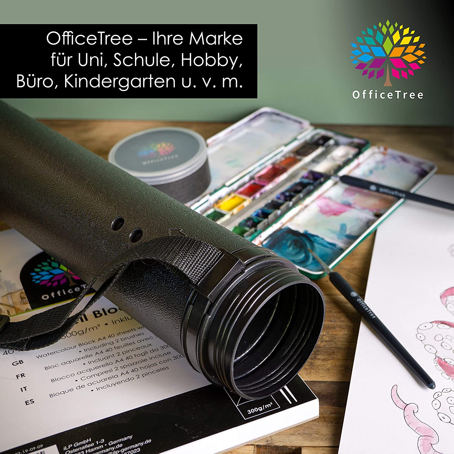 OfficeTree Art Tube Storage Black A0, Poster Carrier for Transport and Storage, Drawing Tube - Image 4