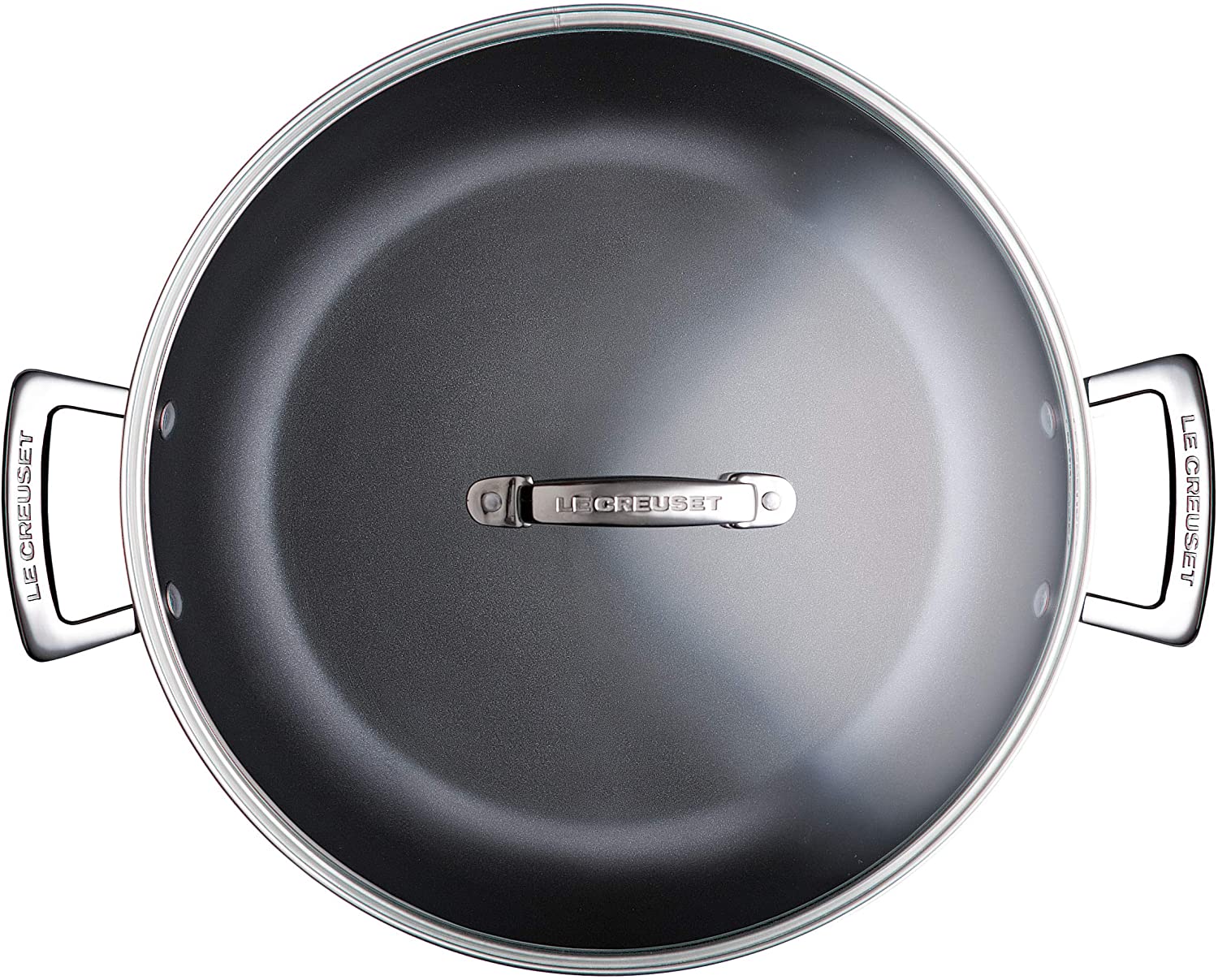 LE CREUSET Toughened Non-Stick Shallow Casserole Pot with Glass Lid, diameter 24 cm, Black, 962007240 - Image 3