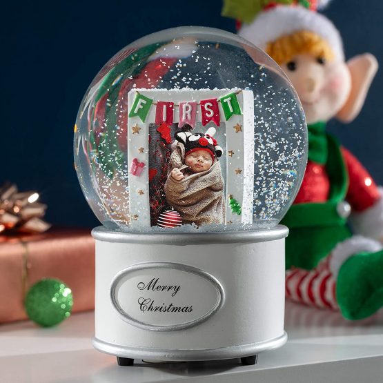 WeRChristmas Baby's First Christmas Musical Snowglobe Decoration, Multi-Colour, 15cm - Image 2