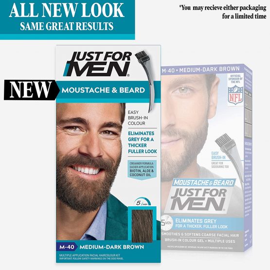 Just for men Moustache & Beard Medium-Dark Brown Dye, Eliminates Grey for a Thicker & Fuller Look – M40 - Image 3