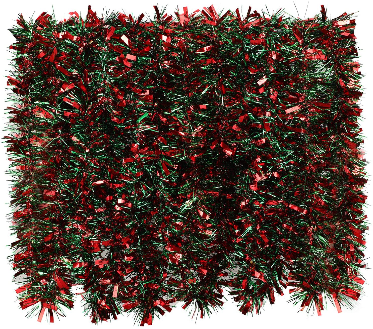 BBTO 39.4 Feet Tinsel Garland Mixed Color Metallic Tinsel Chunky Glittering Tinsel for Christmas Tree Decoration 6 Pieces (Red and Green Mixed)
