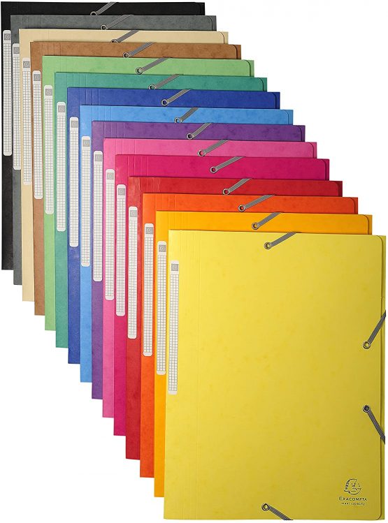 Exacompta Elasticated 3 Flap Folders, A4, 425 g - Blue - Image 3