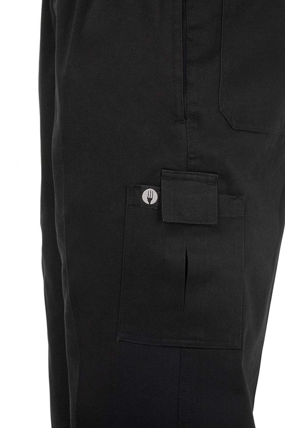 Chef Works B222-L Slim Fit Cargo Trousers, Large, Black - Image 3