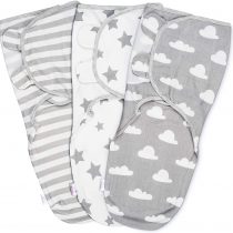 Baby Swaddle Wrap - Pack of 3 Swaddle Blankets - 100% Organic Cotton - Grey - 0-3 Months