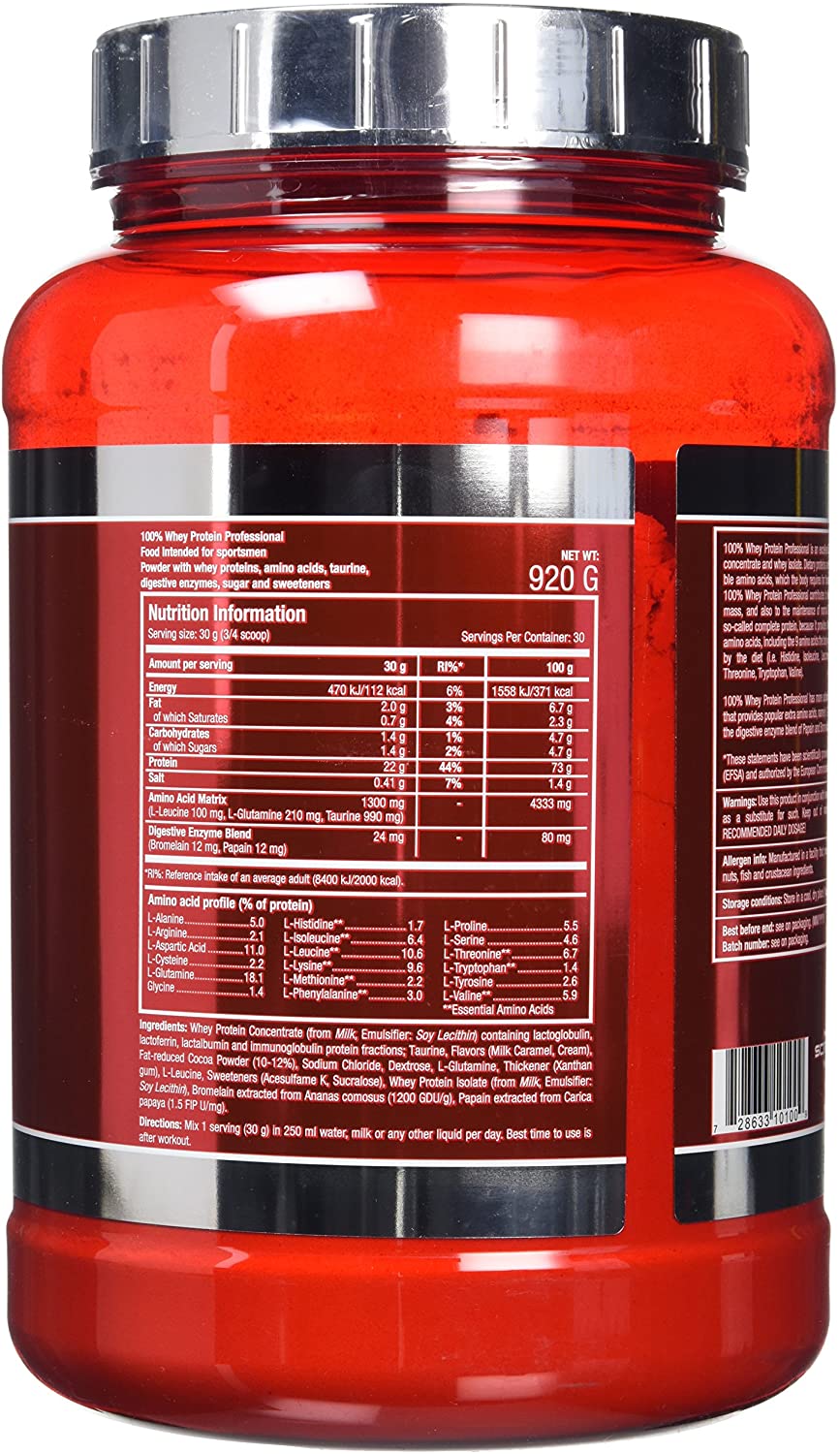 Scitec Nutrition 100% Whey Protein Professional with Extra Key aminos and Digestive enzymes, 920 g, Caramel - Image 3