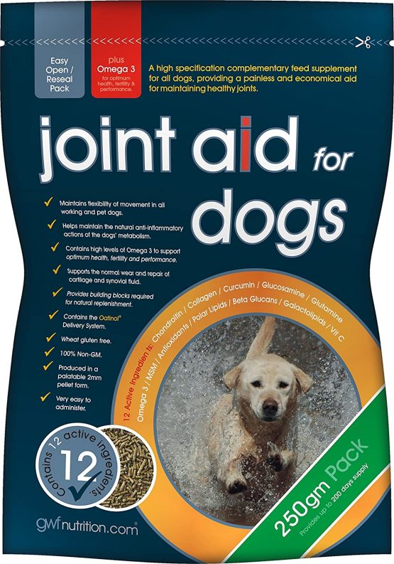 GWF Nutrition Joint Aid for Dogs Hip & Joint Supplement for Dogs to Support Active and Ageing Joints and Muscles All Ages and Breeds 250 g Pouch