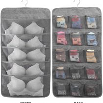 MaoXinTek Hanging Storage Organiser for Socks Underwear Bra Ties, Wardrobe Closet Hanger Shelves Organizer Bag, 20 Pockets Double-Sided Space-Saving Wall Door Divider Holder