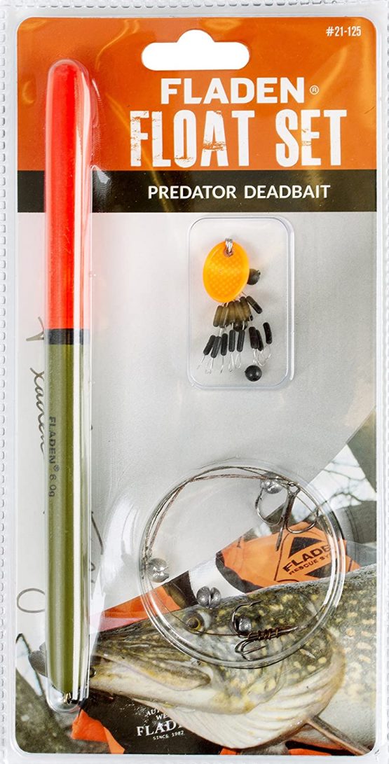 FLADEN Fishing Complete DEAD BAIT FLOAT for PIKE and Accessory Kit Set - Float, 30lb Wire Trace, 50cm Handmade Rig, Size 4 Trebles, Swivel, Stopper and 4mm Rubber Beads- Ideal for Predators [21-125]