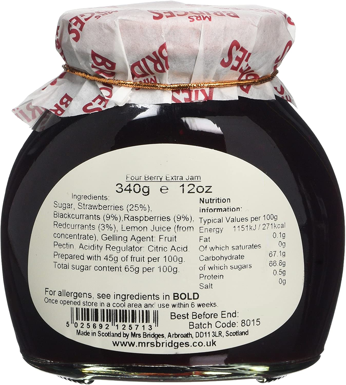 Mrs Bridges Four Berry Preserve - 340grams - Pack of 6, NO - Image 2