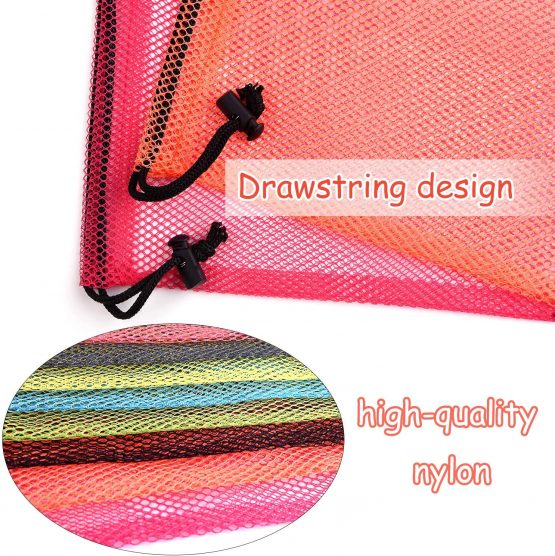 FEPITO 10 Pcs Mesh Drawstring Bag, Laundry Bag, Mesh Stuff Sack, Golf Ball Bag, Nylon Mesh Bag for Storage, Travel and Sports - Image 3