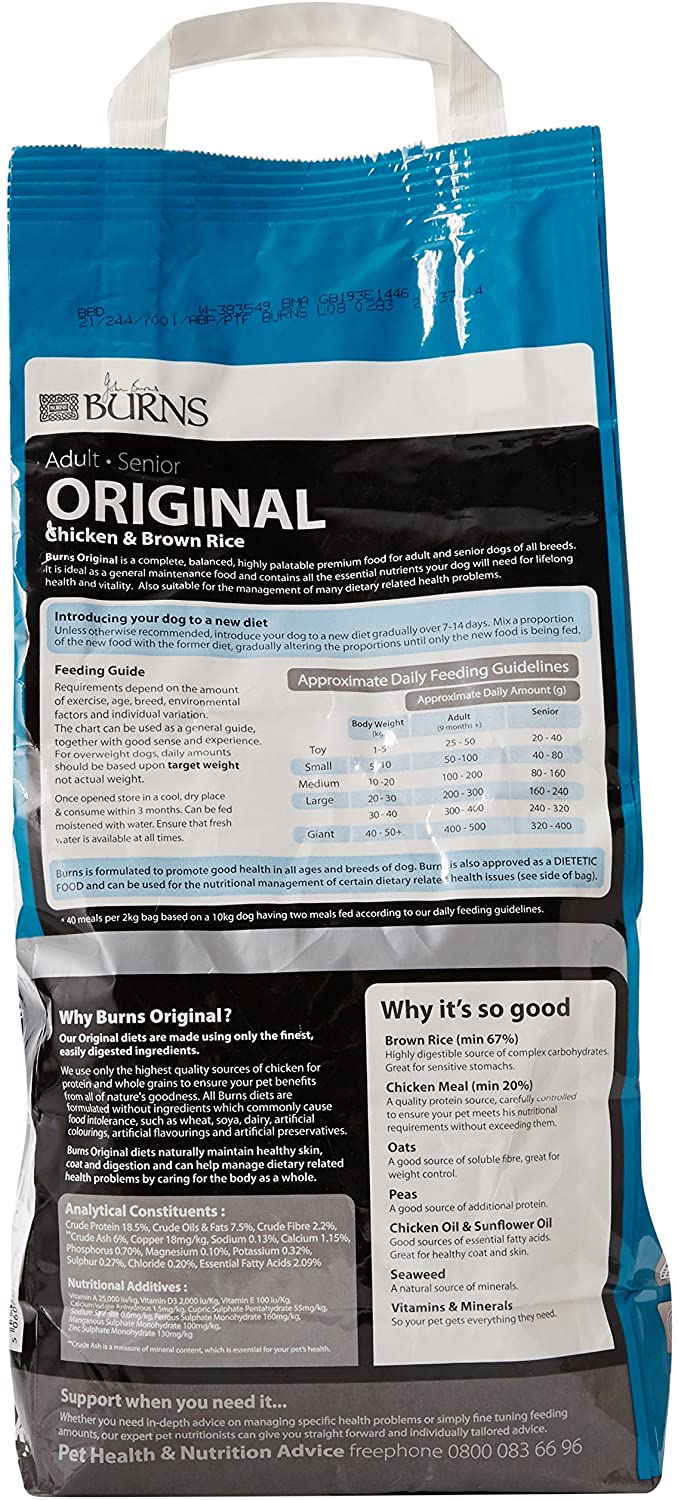 Burns Pet Nutrition Hypoallergenic Complete Dry Dog Food Adult and Senior Dog Original Chicken and Brown Rice 2 kg - Image 2