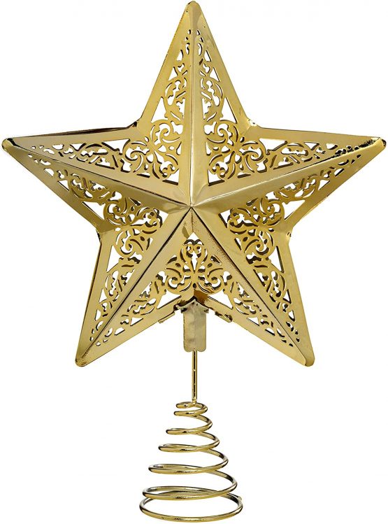 WeRChristmas Star Christmas Tree Top Topper Decoration, 30 cm - Gold