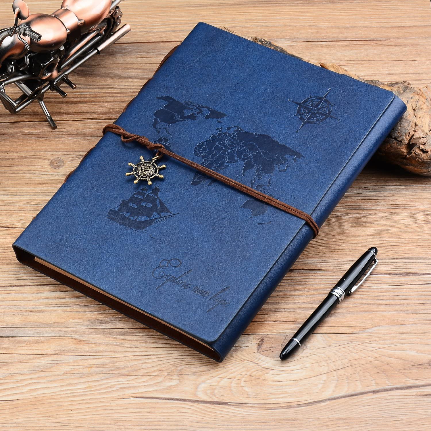 ZEEYUAN Photo Album World Map Leather Scrap Book 8.7 x10.7 Album Scrapbook 60 Pages Vintage DIY Memory Book for 6x4/7x5 Photos - Image 3