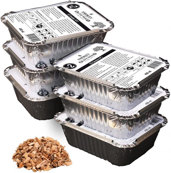 Smokey Olive Wood 6 x 400ml Olive Wood Smoking Chips, medium grain size 5 mm - 1 cm, ready-to-use in the handy EZ-Smoker - Image 3