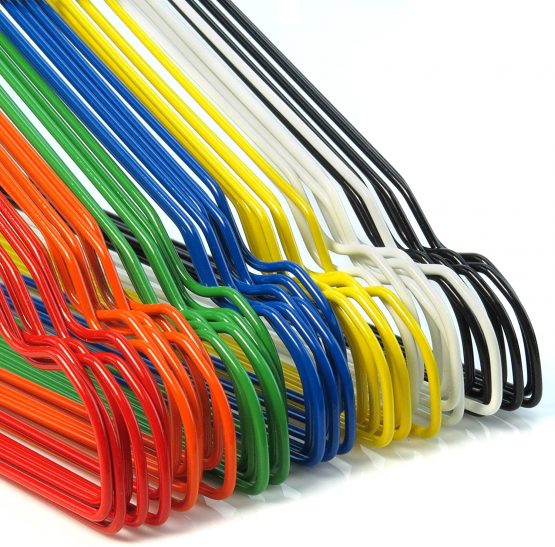 HANGERWORLD 20 Rainbow Coloured & Galvanised 41cm 13 Gauge Metal Wire Clothes Garment Trouser Bar Hangers. - Image 3