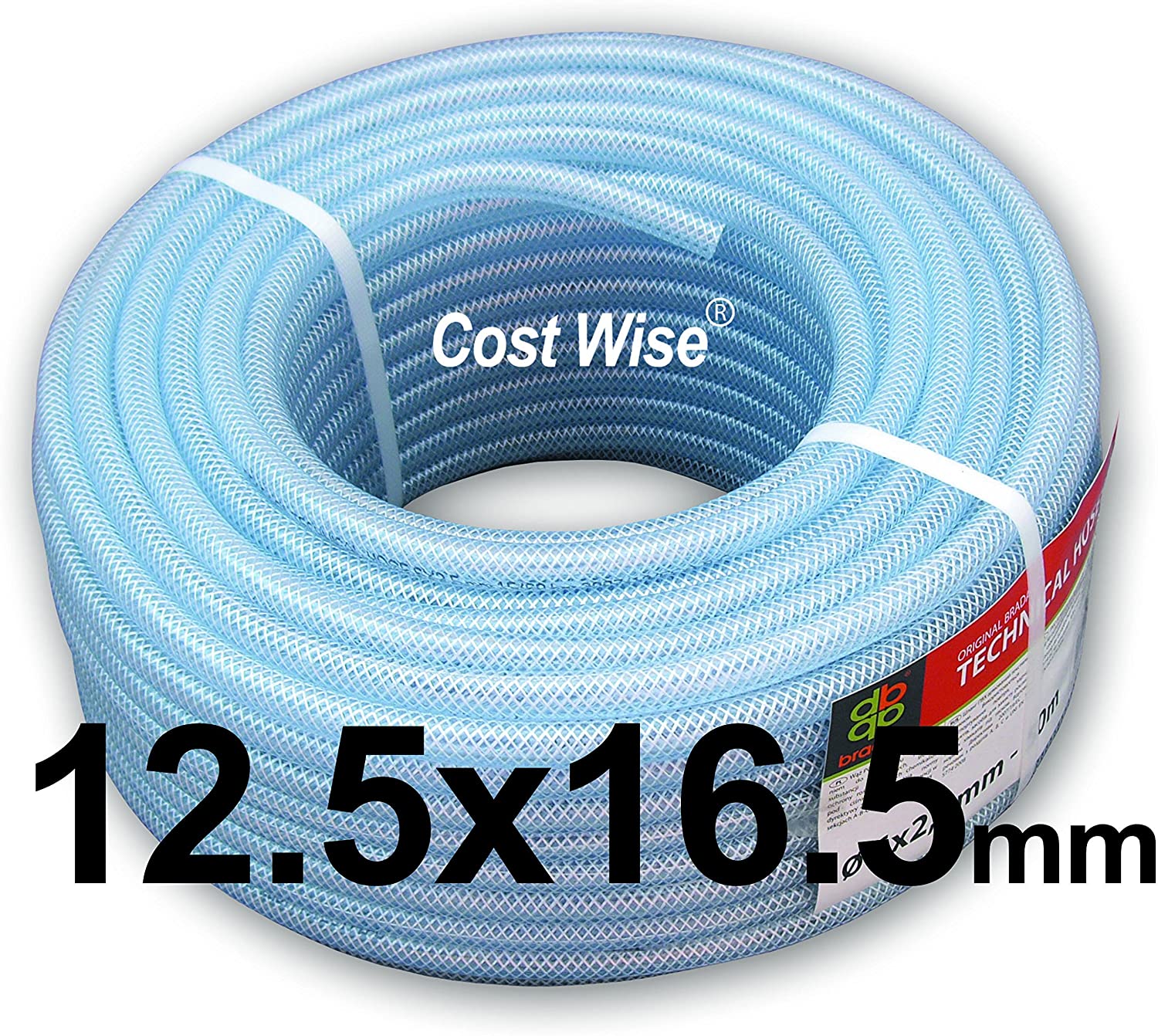 clear pvc braided hose,food grade/oil/water/fuel reinforced pipe,tube 12.5mm 1/2" (5m), 12.5mm x 5000mm - Image 2