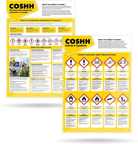 COSHH Safety Posters - Set of 2 | Health and Safety Posters | Laminated Gloss Paper 850mm x 594mm (A1) | Health and Safety Office and Commercial Wall Charts | Education Charts by Daydream Education