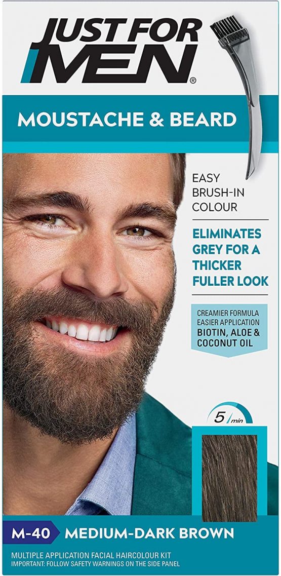 Just for men Moustache & Beard Medium-Dark Brown Dye, Eliminates Grey for a Thicker & Fuller Look – M40 - Image 2
