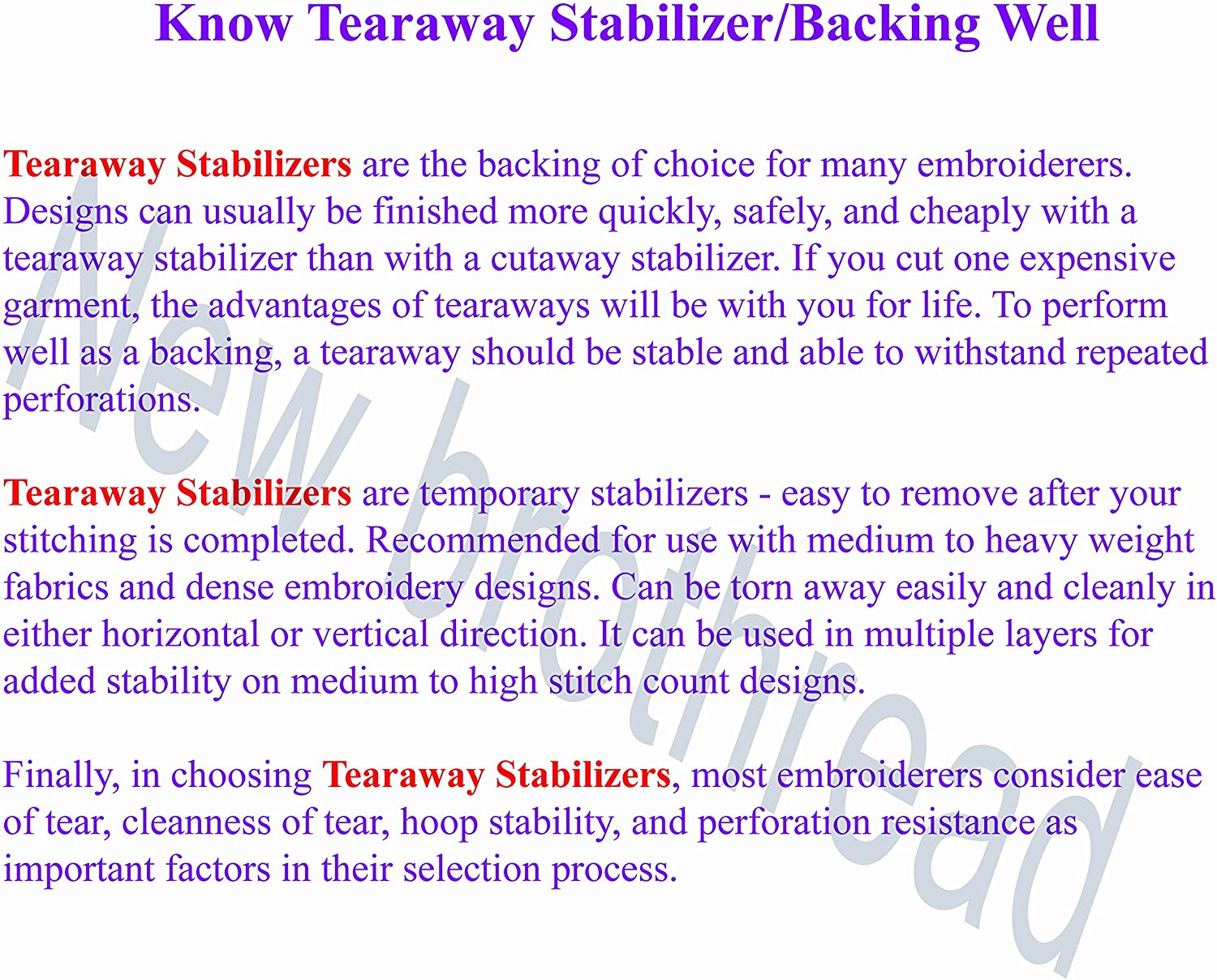 New brothread Tear Away Machine Embroidery Stabilizer Backing 8"x8" (20cmx20cm), 100 Precut Sheets - Image 3