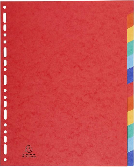 Exacompta Dividers, A4 maxi, 225gsm, 12 part - Multi-coloured - Image 2