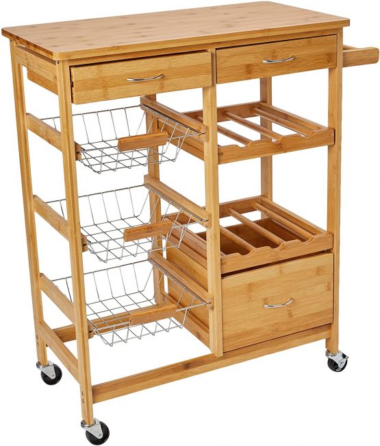 Zeller"Bamboo" Kitchen Trolley, Wood, Beige