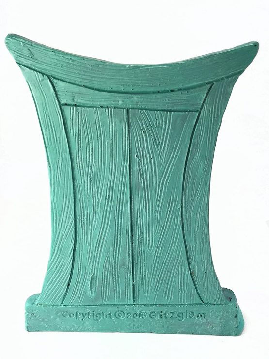 GlitZGlam Miniature Zen Fairy Door for Miniature Garden Fairies and Gnomes - Beautiful Turquoise Asian-Style Zen Fairy Miniature Door with Removable Red Fairy Shoes - Image 3
