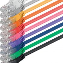 1aTTack - 2m - 10 colors - 10 pieces - Ethernet Gigabit Lan network cable (RJ45) 1000Mbit/s patch cable UTP compatible with CAT.5 CAT.5e CAT.7