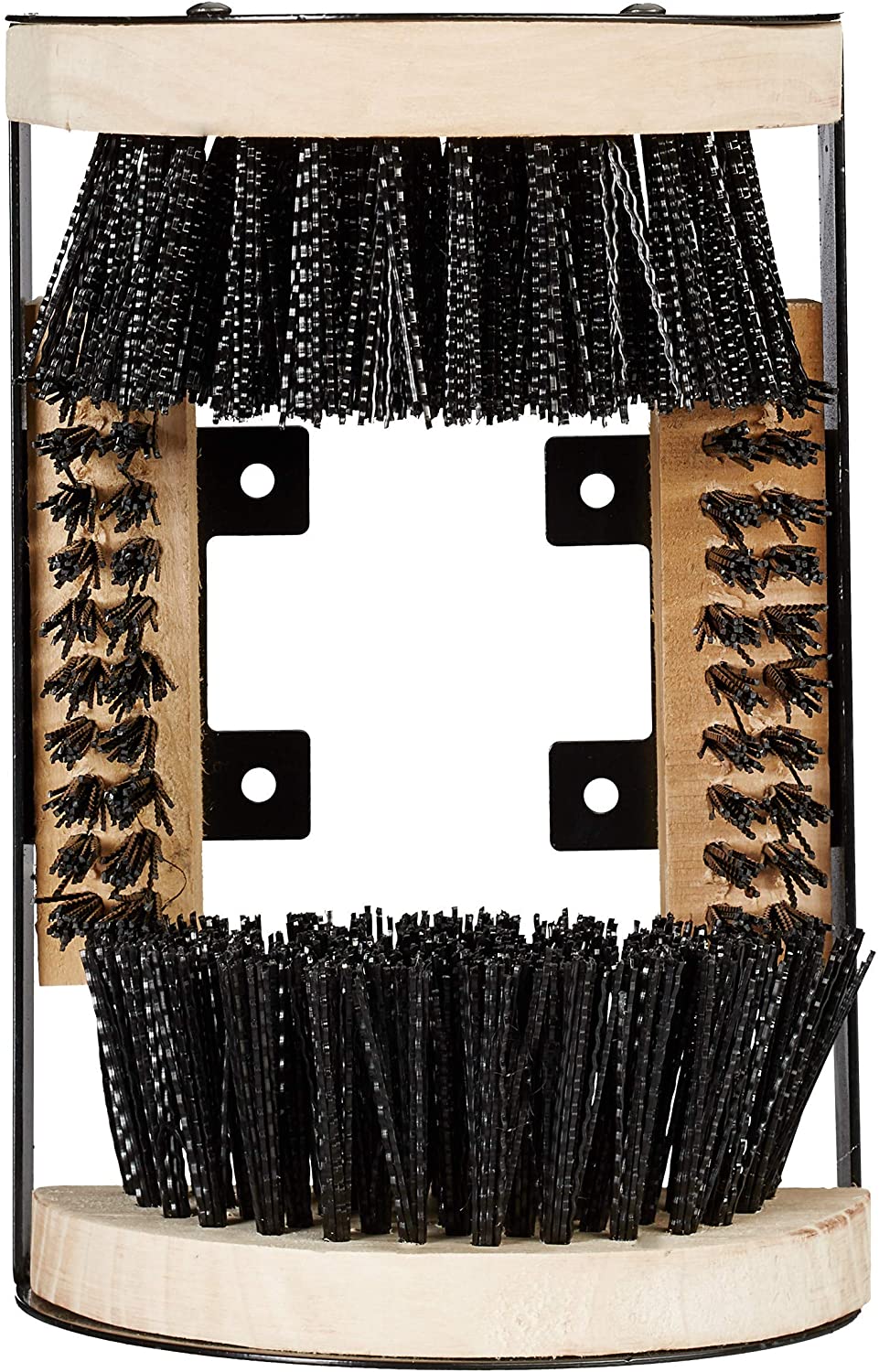 Relaxdays Shoe Scraper with Surrounding Brushes, Outdoor Shoe Brush, Robust Bristles, Floor-Mount, Black/Natural - Image 3