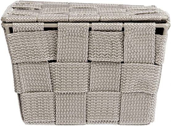 Wenko Storage Adria Taupe-Bathroom Basket with lid, Polypropylene, Brown, 19 x 14 x 10 cm - Image 4
