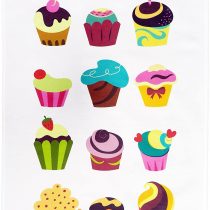 Half a Donkey The Cupcake Large Cotton Tea Towel
