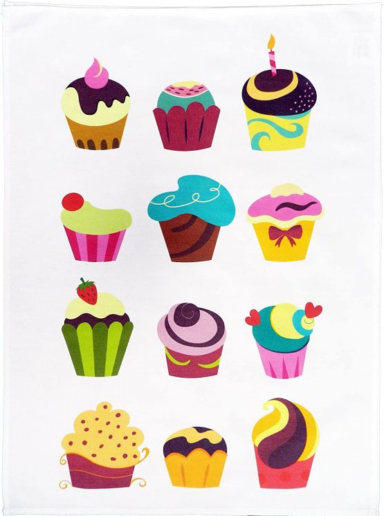 Half a Donkey The Cupcake Large Cotton Tea Towel