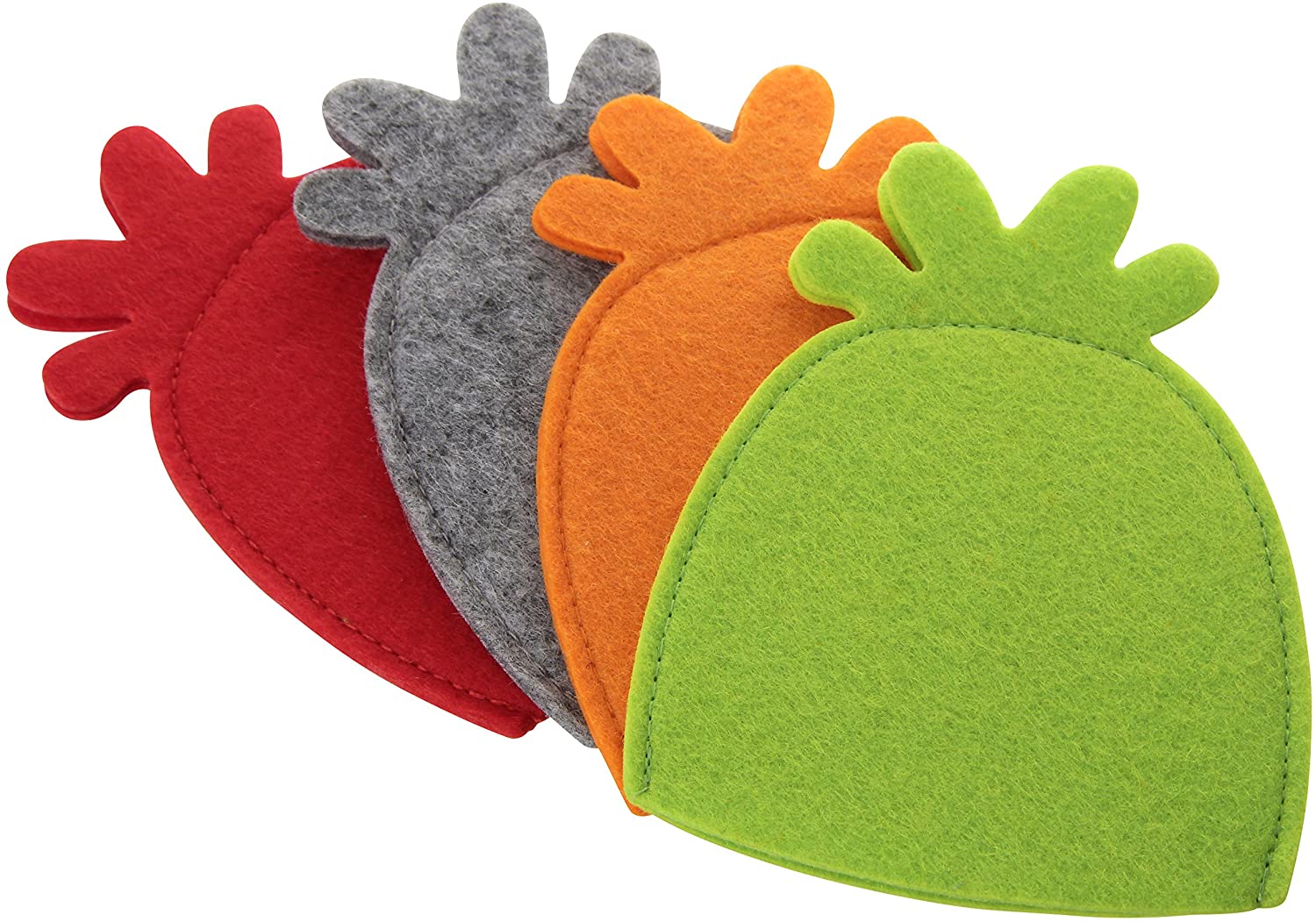 Fackelmann Egg Warmer of Felt, Red/Grey/Green/Orange, 4.9 x 3.9-Inch, 4-Piece, 12.5 x 10 x 0.5 cm