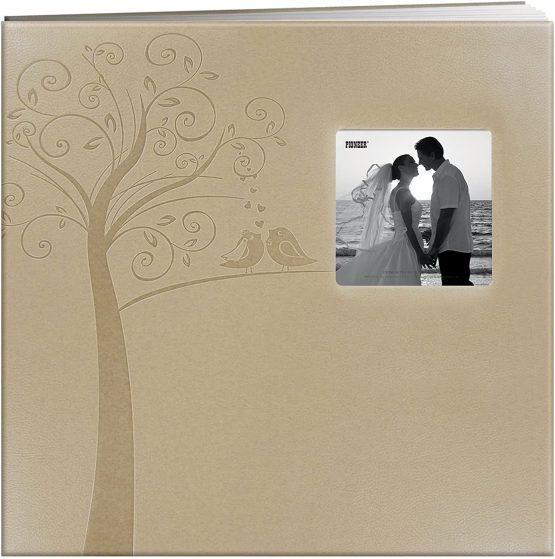Pioneer Photo Albums Photo Albums MB-10EW Postbound Embossed Leatherette Frame Cover Wedding Memory Book, x 12 inches, Tree, Beige, 12x12 Inches