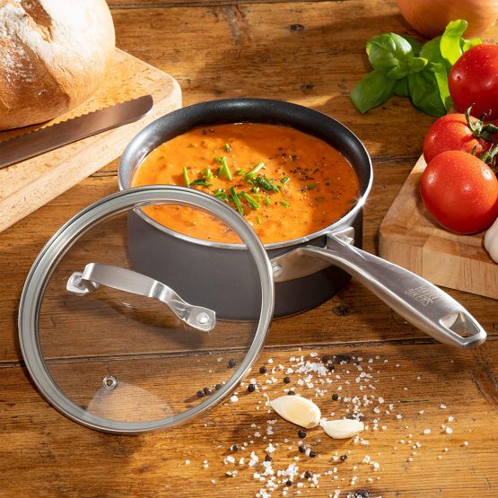 Hairy Bikers CKW2089 Forged, Eclipse Titanium Non-Stick Coating, Lidded 3.3mm Gauge Saucepan with Riveted Secure Handle, Induction Hob Suitable, Aluminium, 16cm Sauce Pan - Image 2
