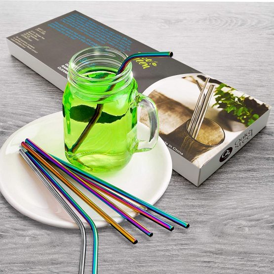 Oak & Steel - 26 Reusable Metal Stainless Steel Straws & 4 Cleaning Brushes - Image 3
