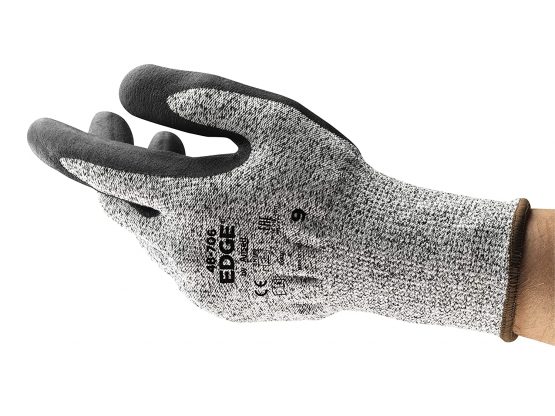 Ansell EDGE 48-706 Work Gloves for Men and Women High Cut resistance for Industrial, Home Improvement and DIY Jobs, Grey/Black, Size 11 (12 Pairs)