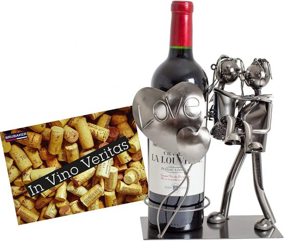 BRUBAKER Wine Bottle Holder Lovers Metal Sculpture Gift