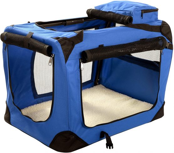 Large Pet Carrier Crate with Reversible Fleece Mat