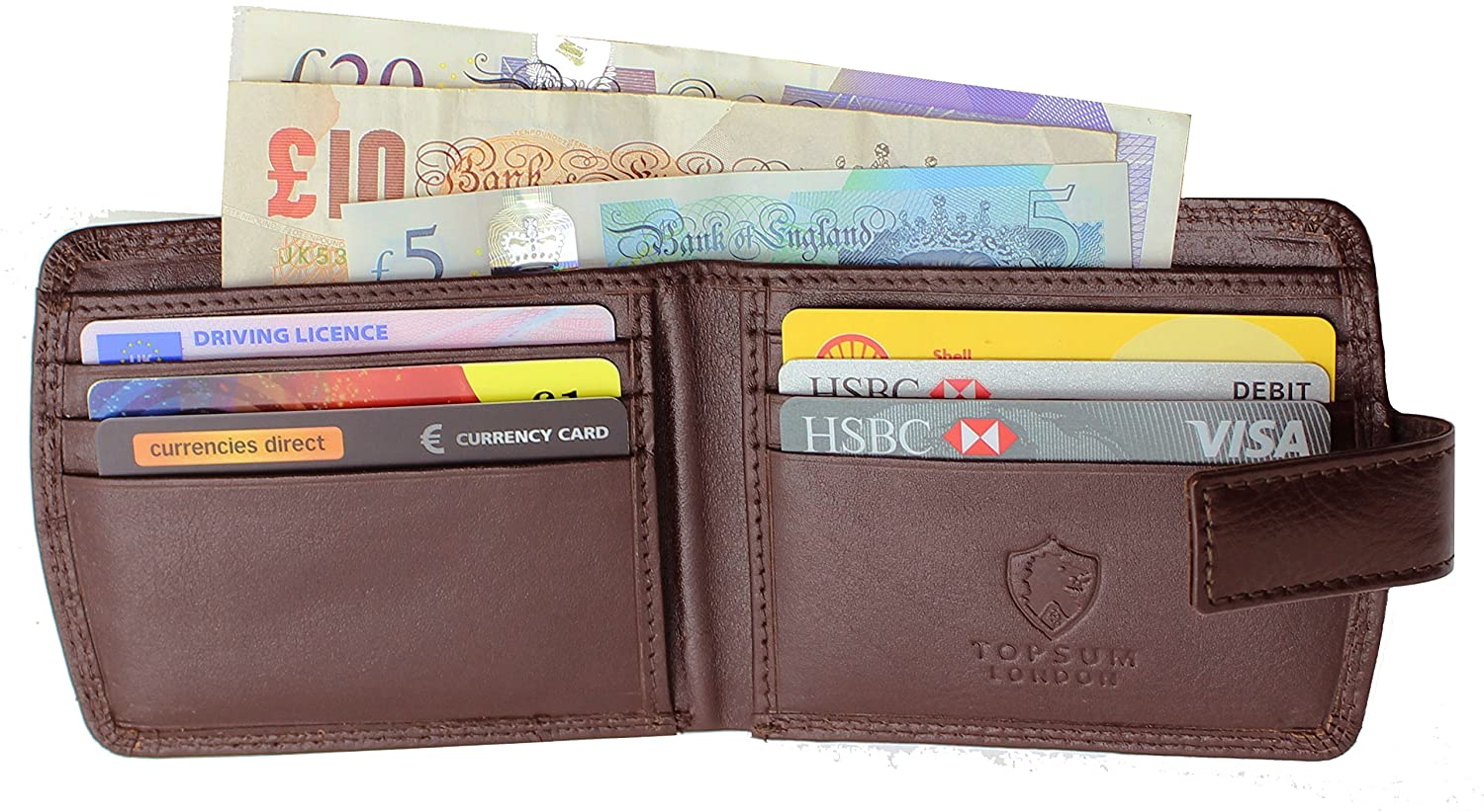 TOPSUM LONDON Men’s Genuine Leather Wallet, RFID Blocking Small Bifold Wallet with External Coin Pocket, 6 Card Slots - Image 2