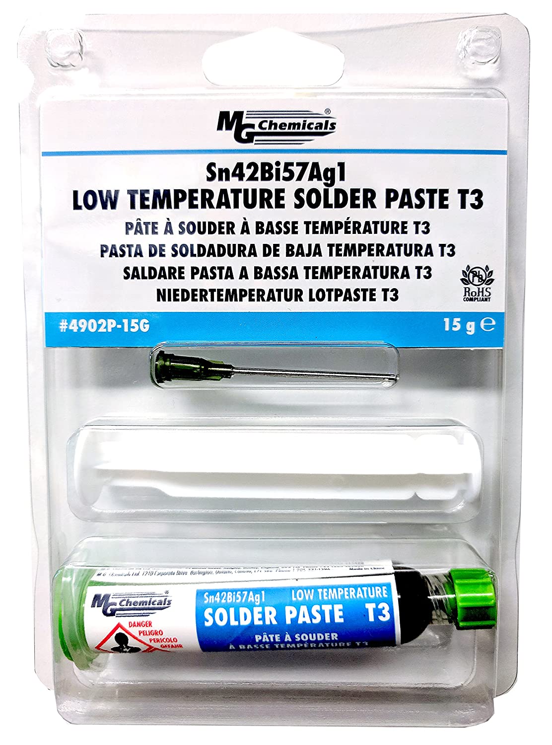 MG Chemicals 4902P Sn42Bi57Ag1 Low Temperature Solder Paste T3, LEAD FREE, NO CLEAN